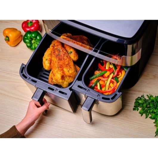 Fritteuse Heißluft Tefal Dual Easy Fry & Grill EY905D 8,3L 2700W Doppelkammer LCD Touch