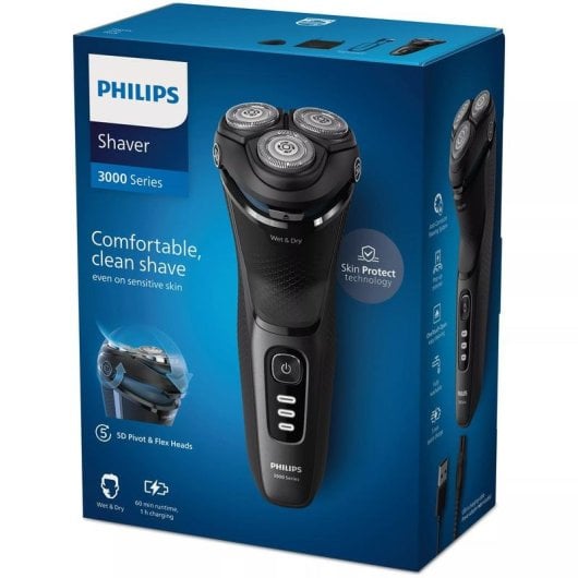 Rasoir pour Visage Philips Series 3000 S3244/12 Sans Fil 60min Sec et Mouillé 3 Têtes Charge Rapide