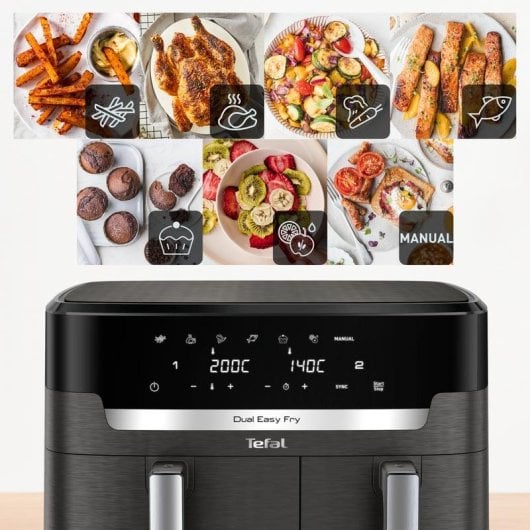 Friteuse à air Tefal Easy Fry Dual XXL EY942HE0 11L 2020W double cuve écran LCD