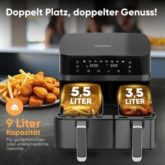 Fritadeira de Ar ProfiCook PC FR 1295 H 9L 2700W Dupla Cesta com Ecrã LED