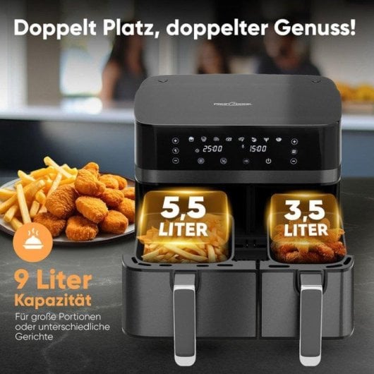 Freidora de aire ProfiCook FR 1295 H 9L 2700W Doppeltimer LED Touchscreen