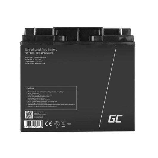 Batería recargable Green Cell AGM10 20000 mAh 12 V sellada negro