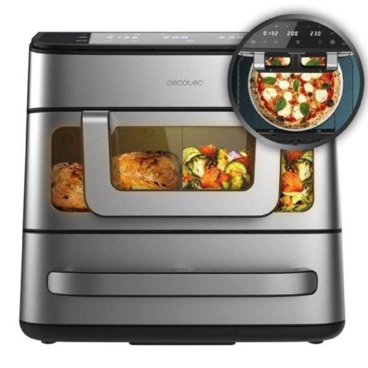 Airfryer Cecotec Cecofry Foodcourt 18000 Dubbele Mand Venster 18L 2700W Pizzasteen