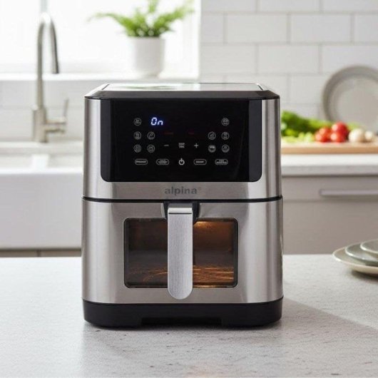 Friggitrice ad Aria Alpina 8L 1800W Touch Screen LED Finestra Inox