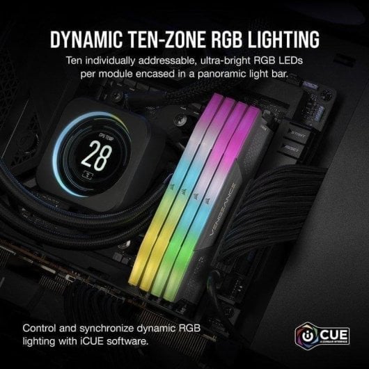 Mémoire RAM Corsair Vengeance RGB 32GB 2x16GB DDR5 6000MHz CL38 XMP EXPO Gris