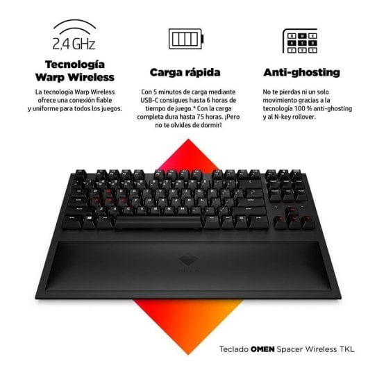 Teclado HP OMEN Spacer TKL mecánico Layout EN inalámbrico con retroiluminación