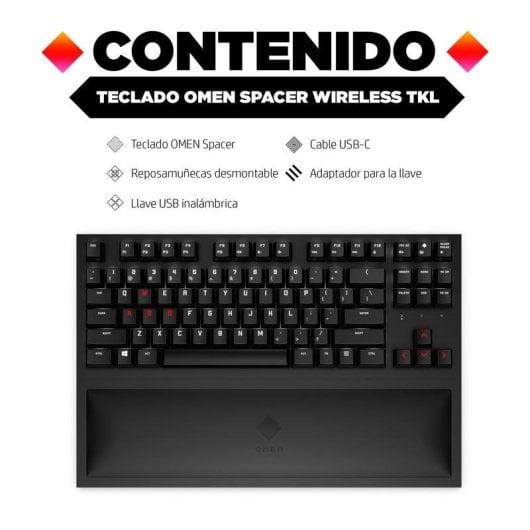 Teclado HP OMEN Spacer TKL mecánico Layout EN inalámbrico con retroiluminación