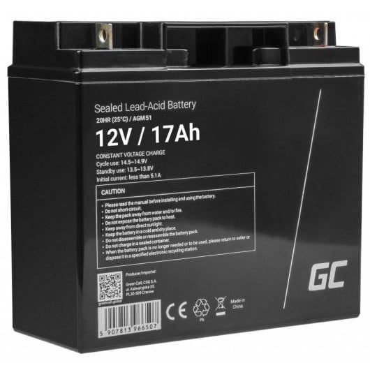 Batería de vehículo Green Cell AGM51 12 V 17 Ah libre de mantenimiento