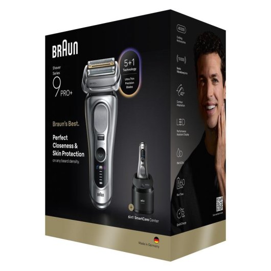 Afeitadora Braun Series 9 Pro+ 9667CC láminas plata recargable premium