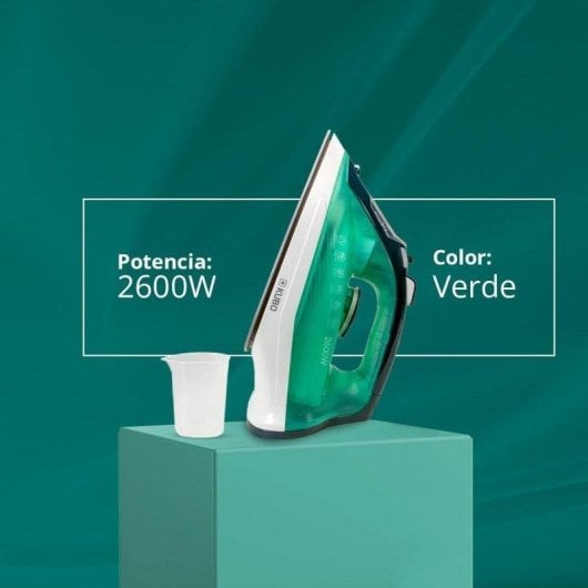 Ferro da stiro Kubo suola ceramica 2600W vapore 140g serbatoio 320 ml verde