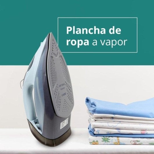 Plancha de ropa Kubo suela cerámica 3100W 320ml golpe vapor 140g azul