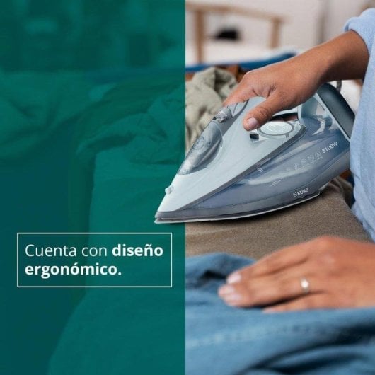 Plancha de ropa Kubo suela cerámica 3100W 320ml golpe vapor 140g azul