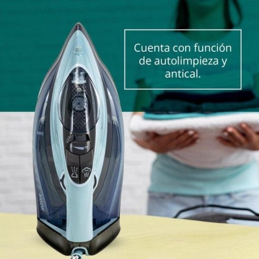 Plancha de ropa Kubo suela cerámica 3100W 320ml golpe vapor 140g azul