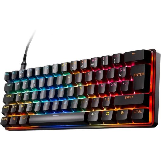 Teclado SteelSeries Apex Pro Mini Hall Effect magnético compacto Layout francés con interruptores ajustables y RGB