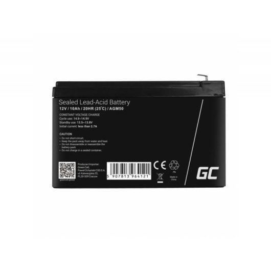 Batería Green Cell AGM50 12 V 10 Ah VRLA AGM Negro