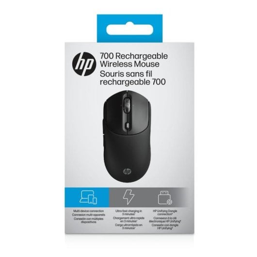 Rato HP 700 Inalámbrico Recarrégavel RF+Bluetooth 6000 DPI Preto Botão Copilot