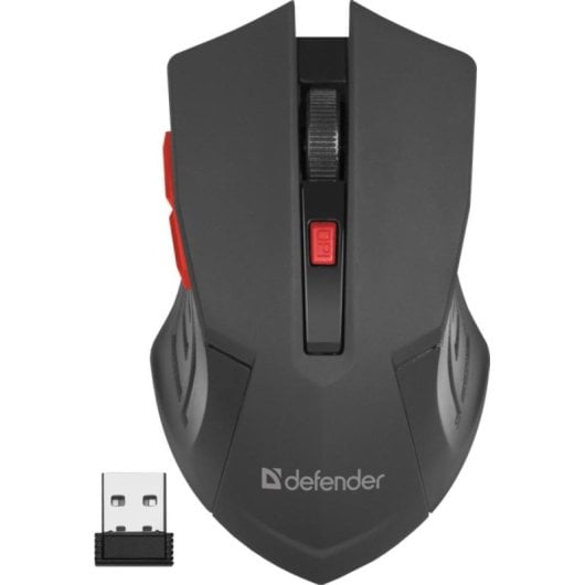 Mouse Defender ACCURA MM-275 Wireless 1600 DPI Nero Rosso 6 Tasti Ergonomico
