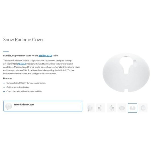 Cobertura de neve Ubiquiti AF60LR-RADOME Policarbonato Branco exterior