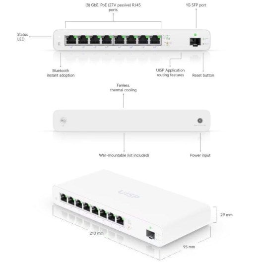 Router Ubiquiti UISP 9 Ports Gigabit PoE Weiß Dual-Core SFP