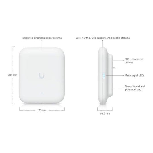 Punto de acceso Ubiquiti U7 Pro Outdoor WiFi 7 MU-MIMO 2.5 GbE IP67