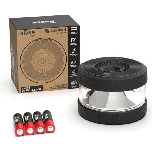 Fase Light Baliza V16 Homologada DGT con Geolocalizador Negra