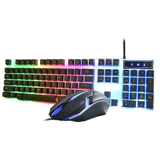 Rato e Teclado Dam Electronics CMK-158 Com Fio 3200 DPI RGB Retroiluminado Preta