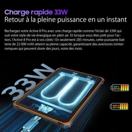 Tablet Blackview Active 8 Pro 10.36" 256GB 4G 22000mAh 33W Android 13 Naranja