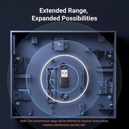 Adaptateur Bluetooth Ugreen CM591 Bluetooth 5.3 Portée 20 m USB Noir