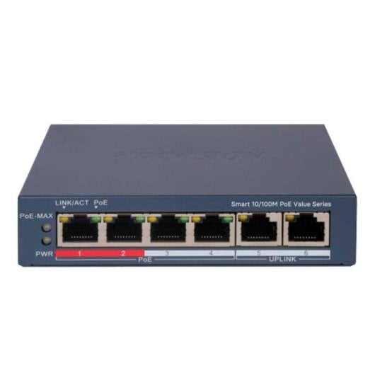 Switch Hikvision DS-3E1106P-EI 6 Puertos Fast Ethernet PoE Gestión Inteligente y Protección
