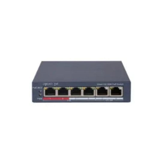 Switch Hikvision DS-3E1106P-EI 6 Puertos Fast Ethernet PoE Gestión Inteligente y Protección