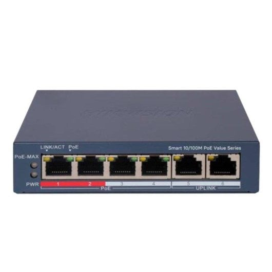 Switch Hikvision DS-3E1106P-EI/M 6 puertos PoE gestionado compacto metalico