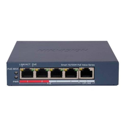 Switch Hikvision DS-3E1105P-EI/M 5 Puertos Fast Ethernet PoE+ Gestión Web