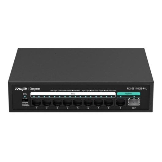 Switch Ruijie 8 ports Gigabit PoE + 1 RJ45 Uplink + 1 SFP PoE 120 W