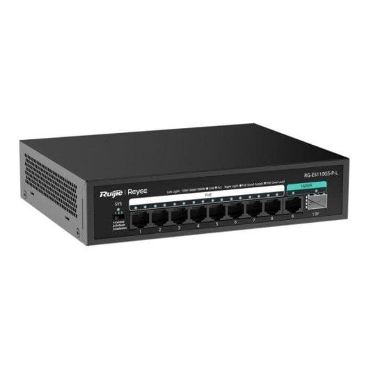 Switch Ruijie 8 ports Gigabit PoE + 1 RJ45 Uplink + 1 SFP PoE 120 W