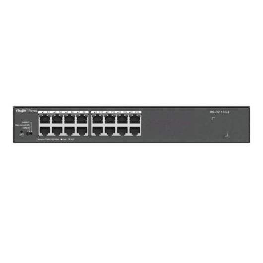 Switch Ruijie RG-ES116G-L 16 ports Gigabit Ethernet Rack Métal Sans Ventilateur