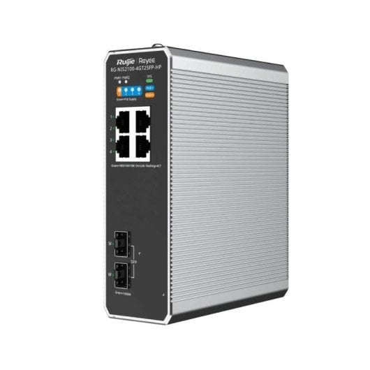 Switch industrial Ruijie Reyee 4x RJ45 Gigabit 2x SFP PoE+ gestión remota protección IP40