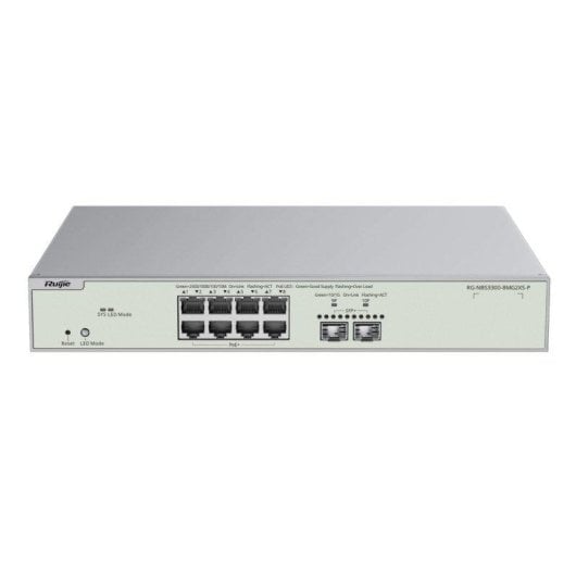 Switch Ruijie Reyee 8 Puertos Multigigabit PoE+ 2x SFP+ 10Gbps Cloud Layer2
