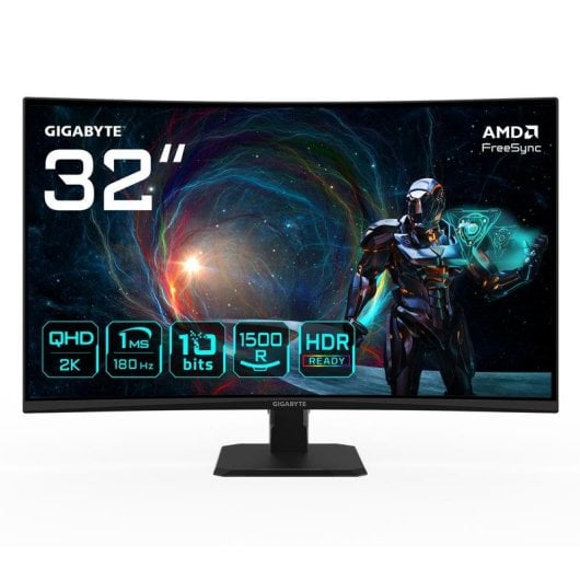 Écran PC Gigabyte GS32QCA 31,5" QHD 180Hz VA Courbe 1ms FreeSync HDR