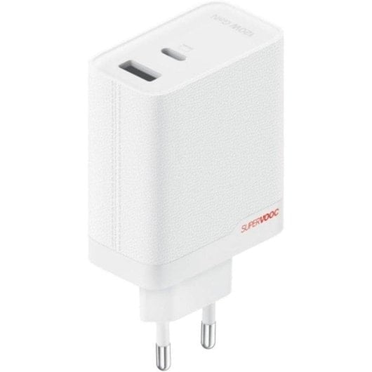 Carregador OnePlus 6921815627715 SUPERVOOC 120W Dual Port GaN USB-C USB-A com Cabo Branco