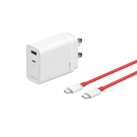 Carregador OnePlus 6921815627715 SUPERVOOC 120W Dual Port GaN USB-C USB-A com Cabo Branco