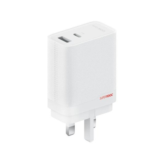Carregador OnePlus 6921815627715 SUPERVOOC 120W Dual Port GaN USB-C USB-A com Cabo Branco