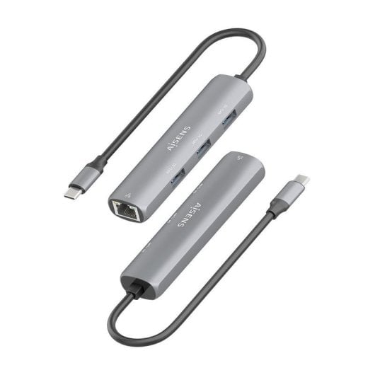Dock USB-C Aisens ASUC-4P038-GR Ethernet Gigabit 3x USB-A Cinzento 15 cm