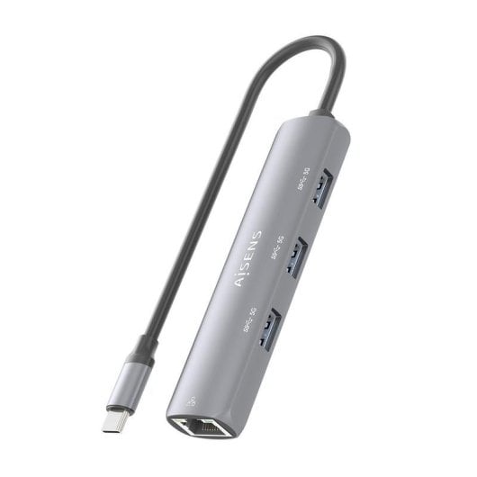 Dock USB-C Aisens ASUC-4P038-GR Ethernet Gigabit 3x USB-A Cinzento 15 cm