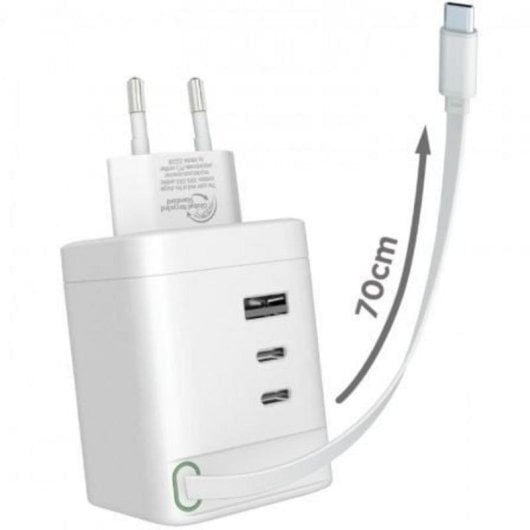 Cargador de pared Muvit For Change 100 W 3 USB-C 1 USB-A con cable retractil