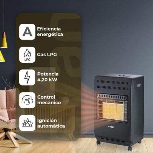Estufa de Gas Infrarrojos Ceramica Svan SVCA34CAT 4.200 W con Ruedas