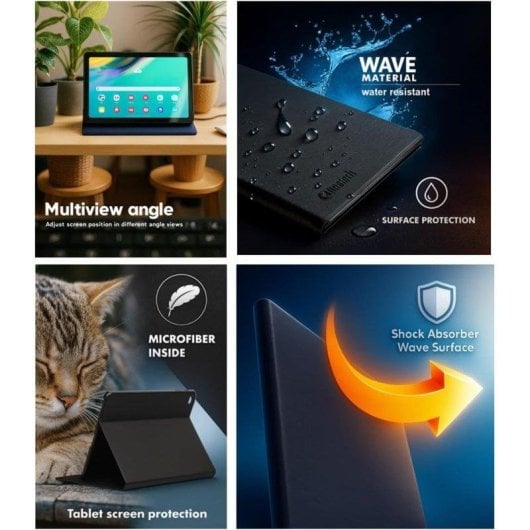 Funda SilverHT Wave Azul Samsung Galaxy Tab A11+/A9+ 11" con soporte
