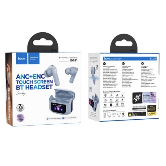 Auriculares Hoco EQ21 inalambricos Bluetooth para chamadas e musica com ANC, azul estelar