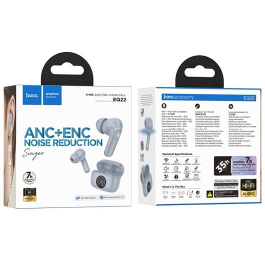 Auriculares Hoco EQ22 inalambricos Bluetooth in-ear con Cancelacion de Ruido azules