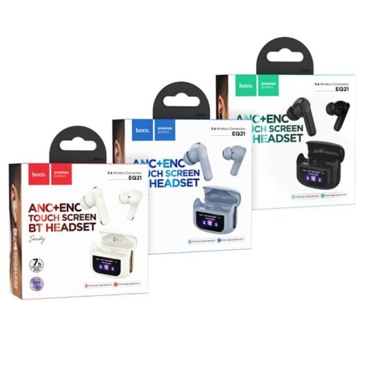 Auriculares Hoco EQ21 sem fios Bluetooth para uso diario com ANC e ENC brancos
