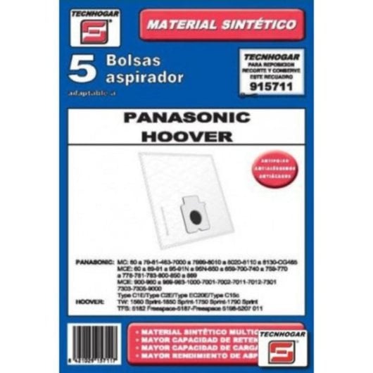 Sacchetto per polvere TECNHOGAR 915711 5 pezzi bianco compatibile Panasonic